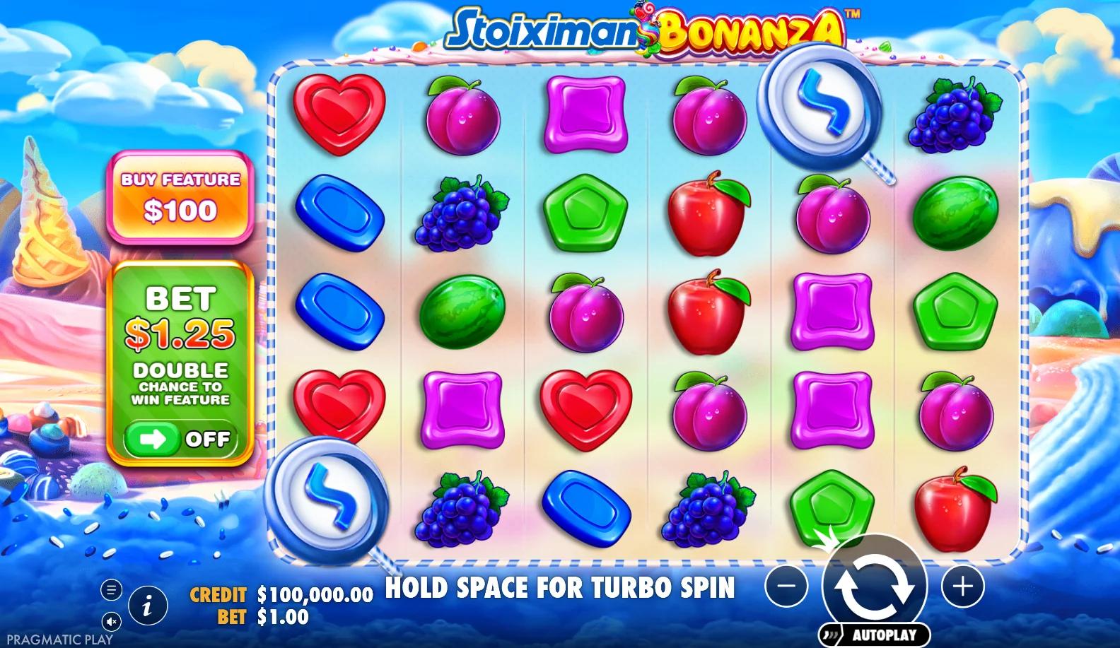 Candy slot Stoiximan Bonanza from Pragmatic Play during gameplay