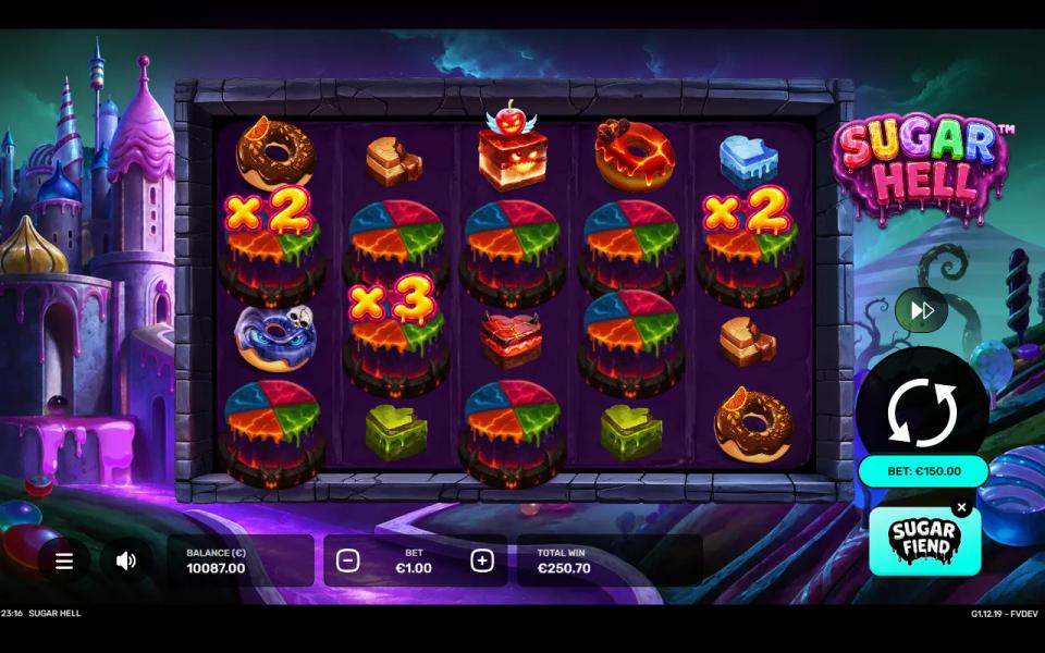 Sugar Hell free spins board covered in sticky multiplier wilds