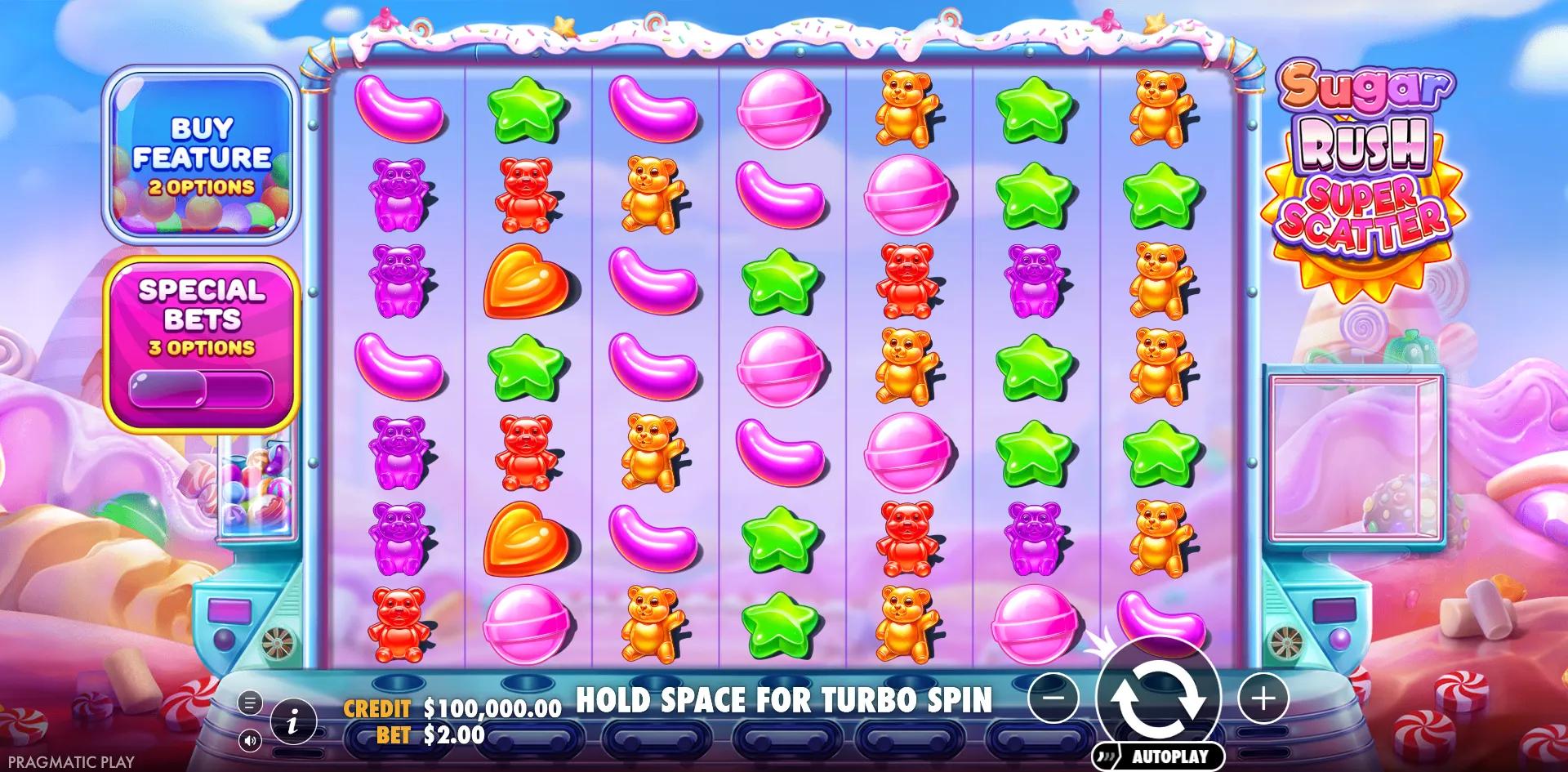 Sugar Rush Super Scatter slot gameplay screenshot