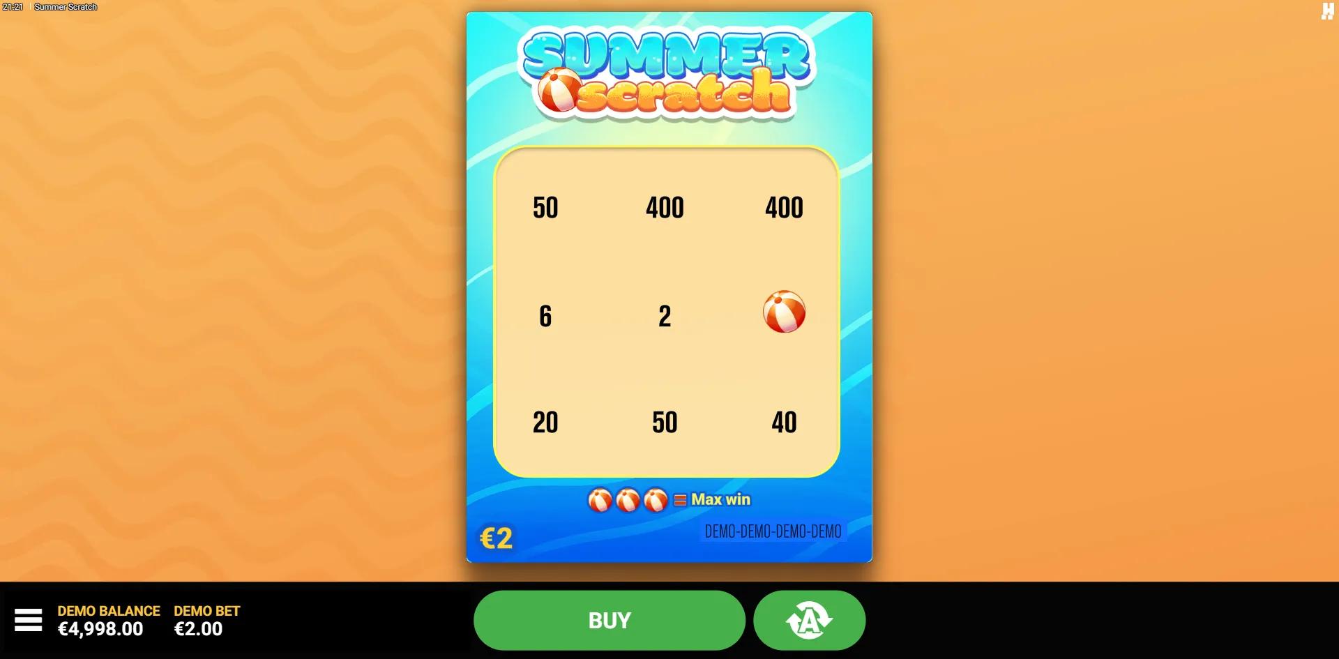 Summer Scratch slot gameplay screenshot