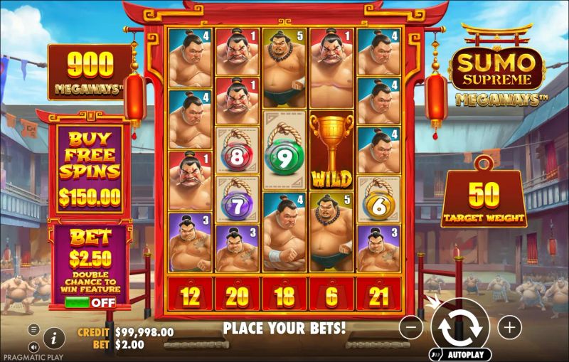 Sumo Supreme Megaways gameplay screenshot