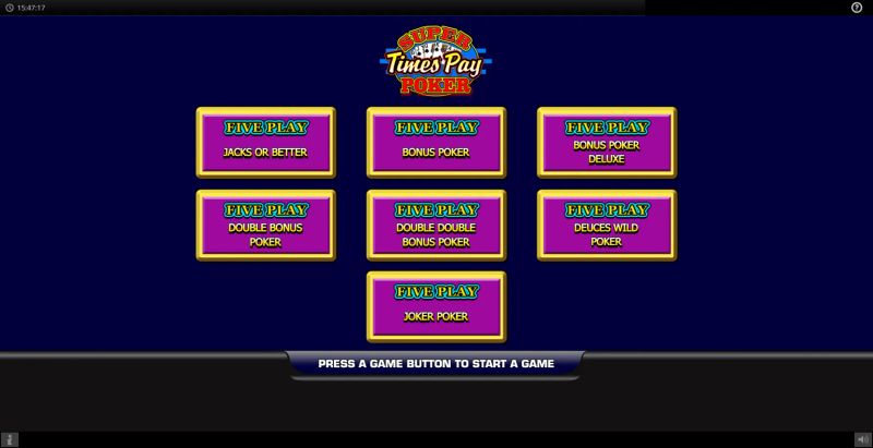 Super Times Pay Five Play Poker gameplay screenshot