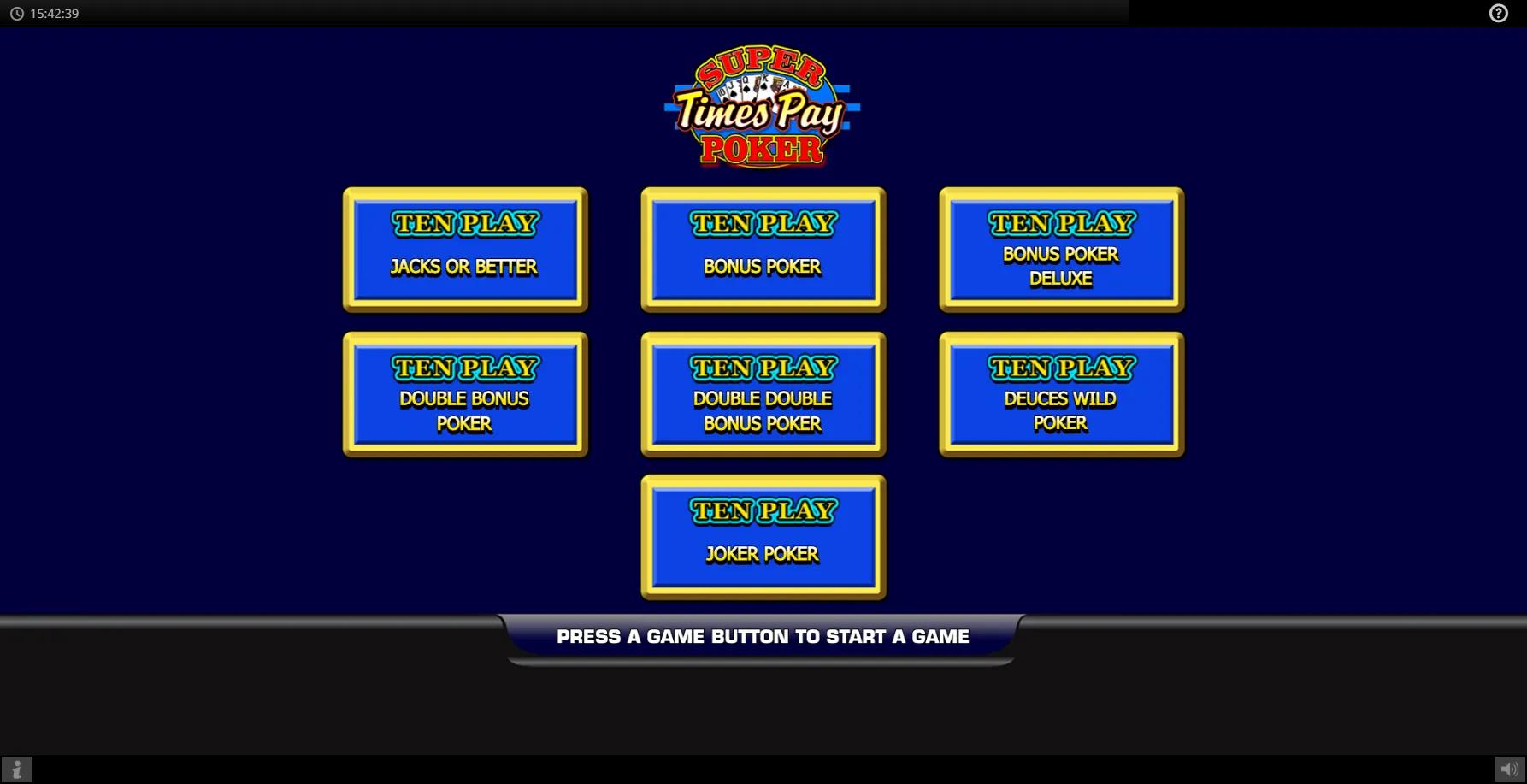 Super Times Pay Ten Play Poker slot gameplay screenshot