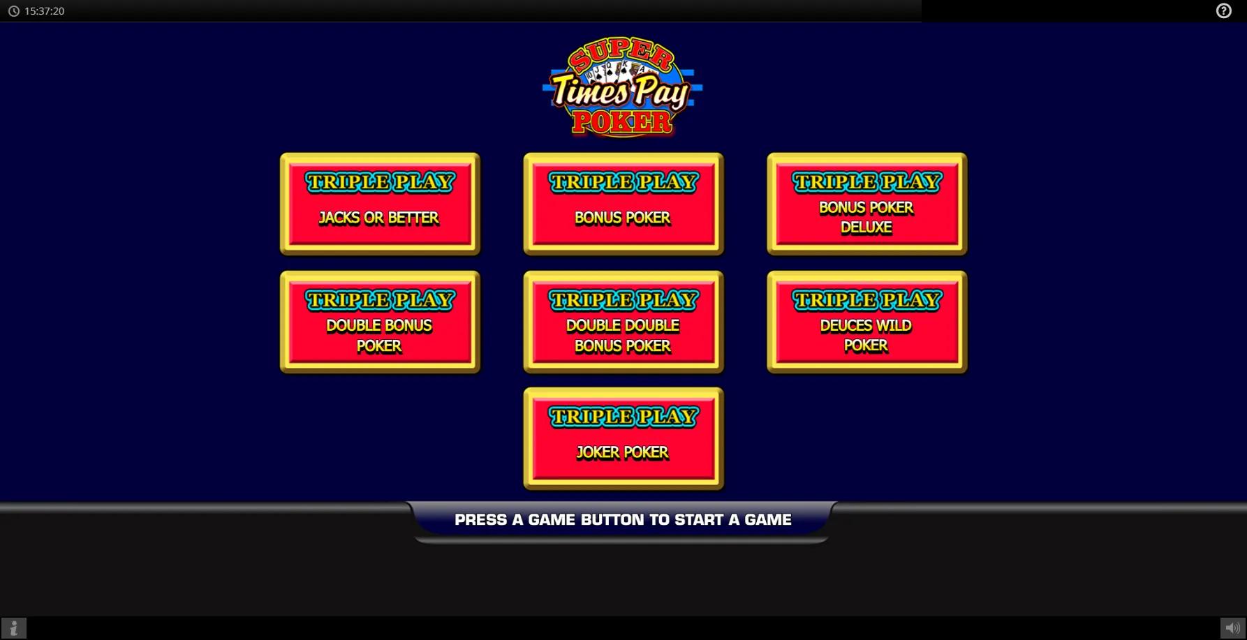 Super Times Pay Triple Play Poker slot gameplay screenshot