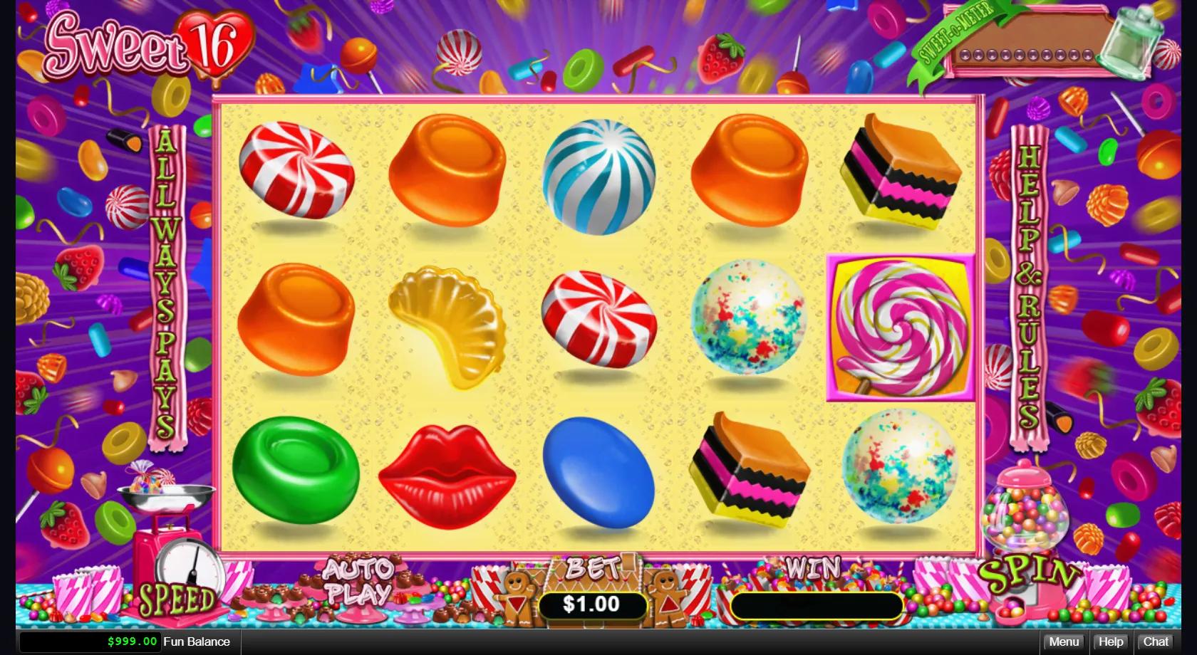 Sweet 16 slot gameplay screenshot