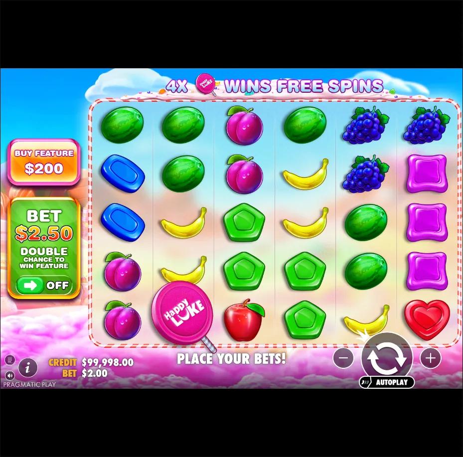 Candy slot Sweet Bonanza HappyLuke from Pragmatic Play during gameplay