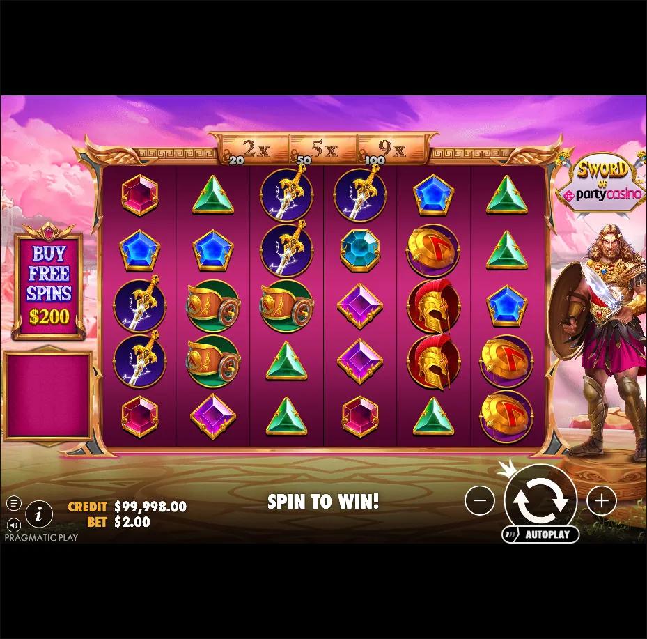 Pragmatic Play's Sword of Party Casino slot - Greek theme, high volatility action