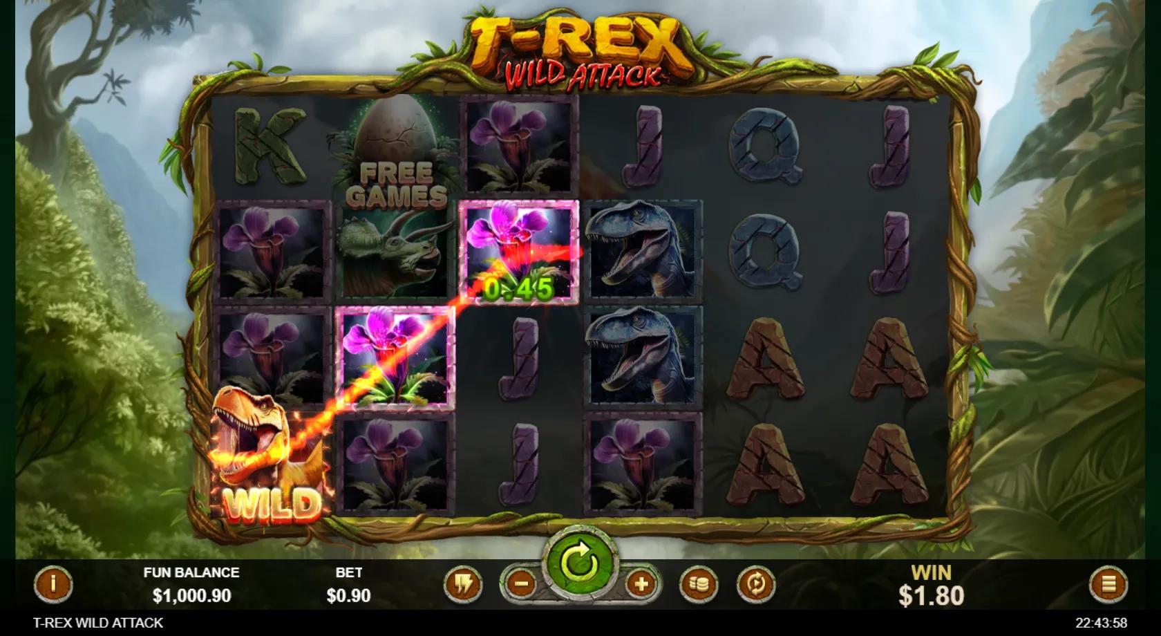 T-Rex Wild Attack slot gameplay screenshot