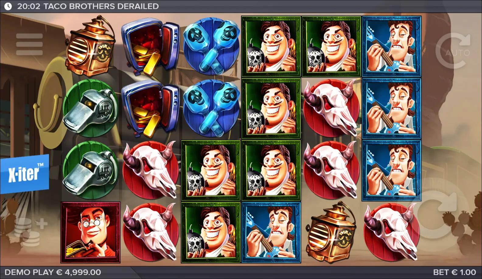 Taco Brothers Derailed slot gameplay screenshot