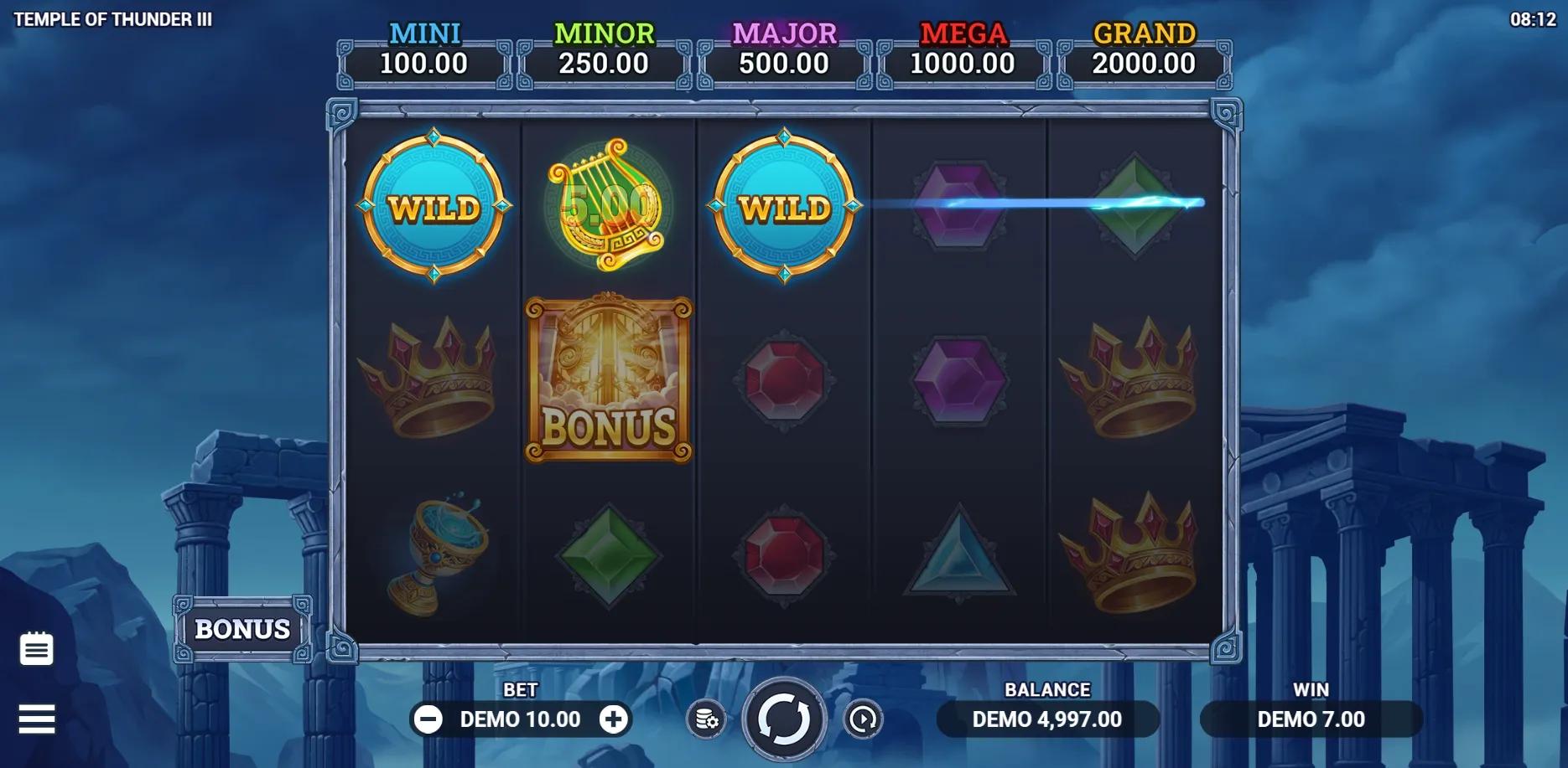 Temple of Thunder III slot gameplay screenshot