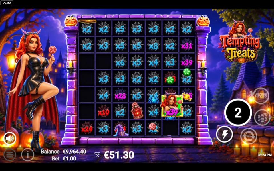 The 7x7 grid inside free spins with persistent cell multipliers up to x39 and a running win of 51.30