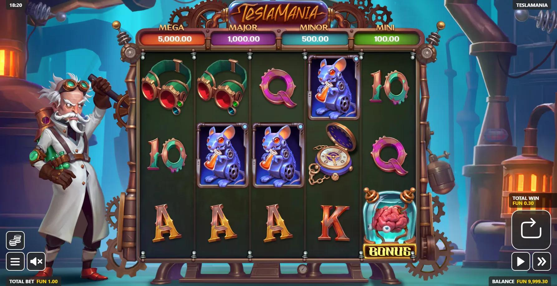 Teslamania slot gameplay screenshot