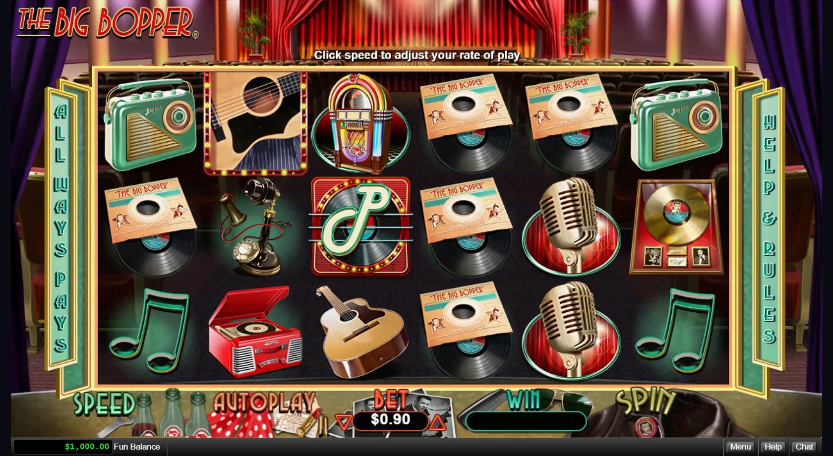 The Big Bopper slot gameplay screenshot