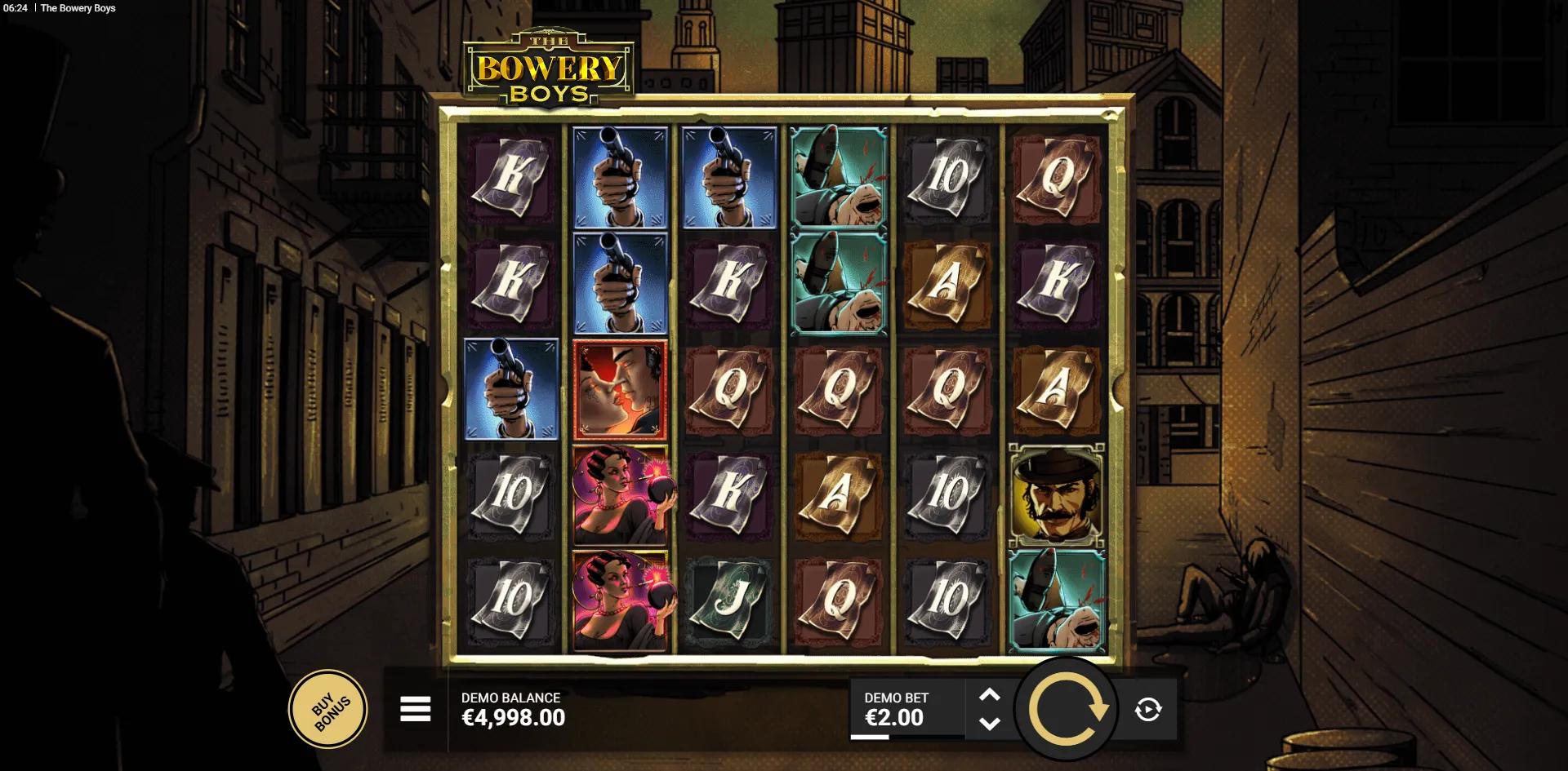 The Bowery Boys slot gameplay screenshot