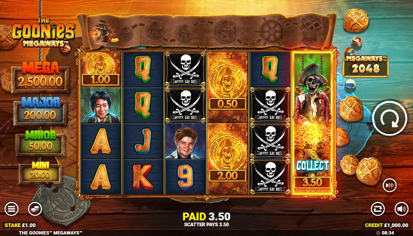 The Goonies Megaways - Cash Collect active on Blueprint Gaming's Adventure slot