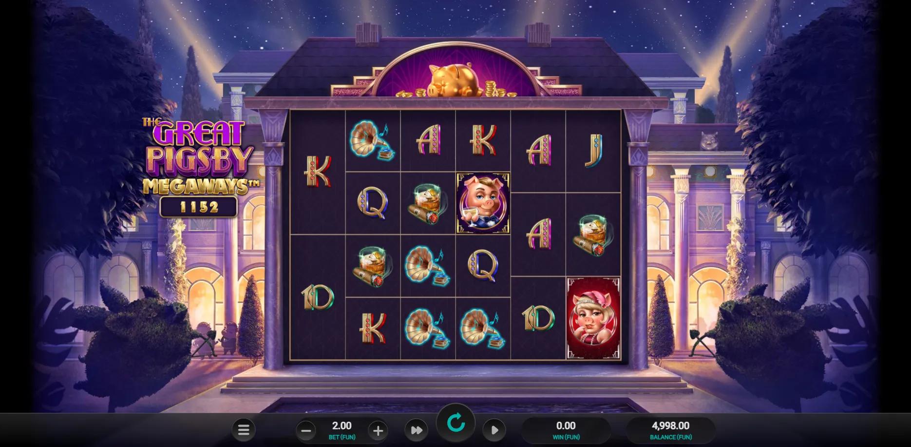 The Great Pigsby Megaways slot gameplay screenshot