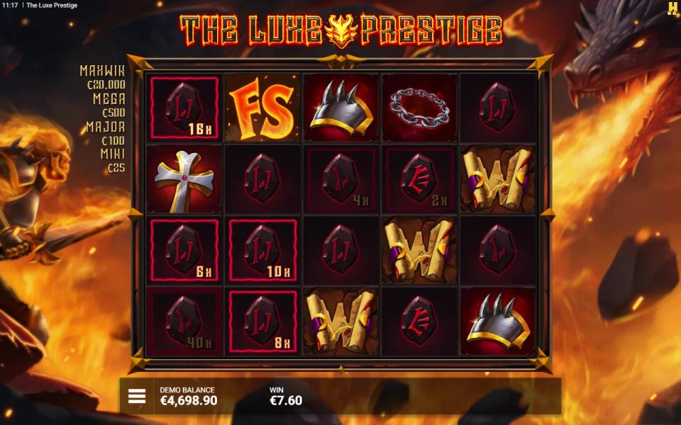 Crown of Fire board late in the bonus with frames grown to 16x, 40x, 10x and 8x