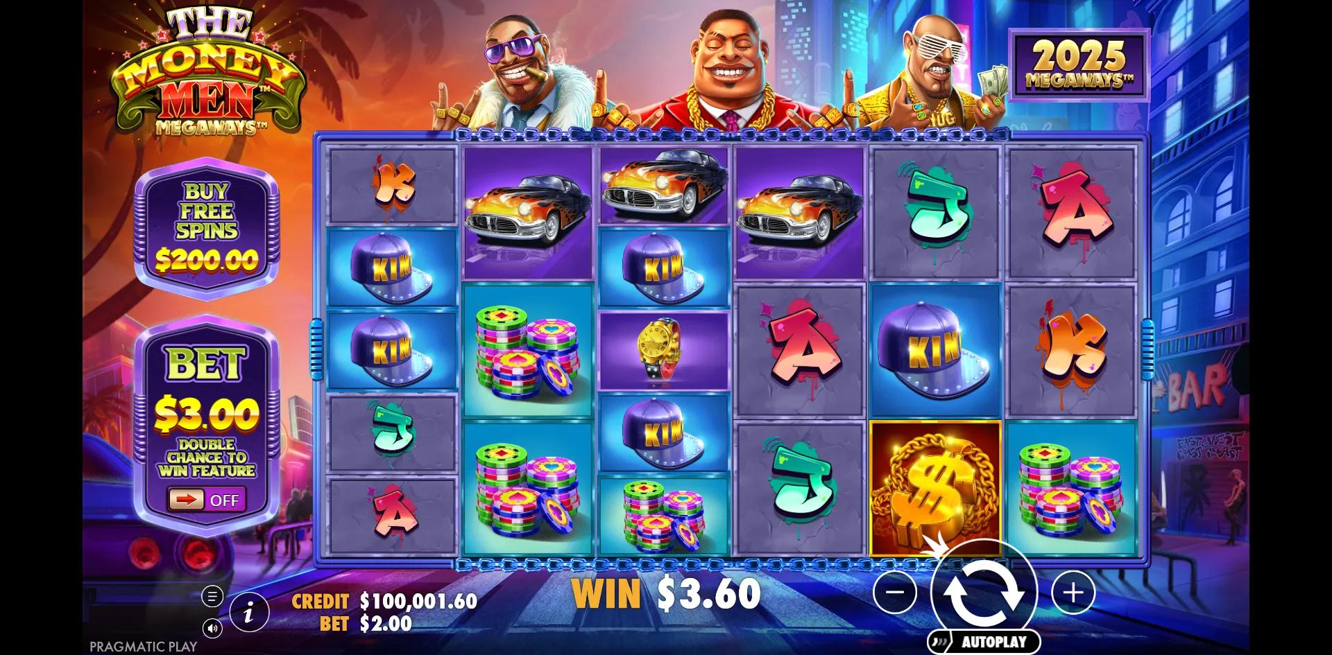 The Money Men Megaways slot gameplay screenshot
