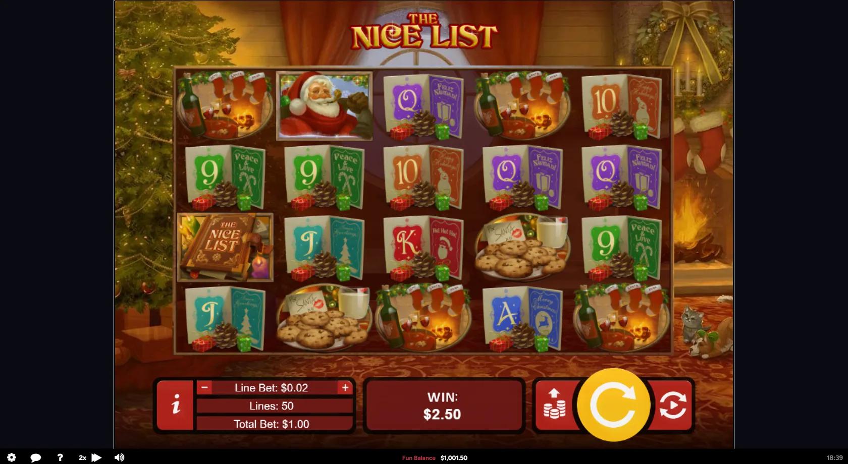 The Nice List slot gameplay screenshot