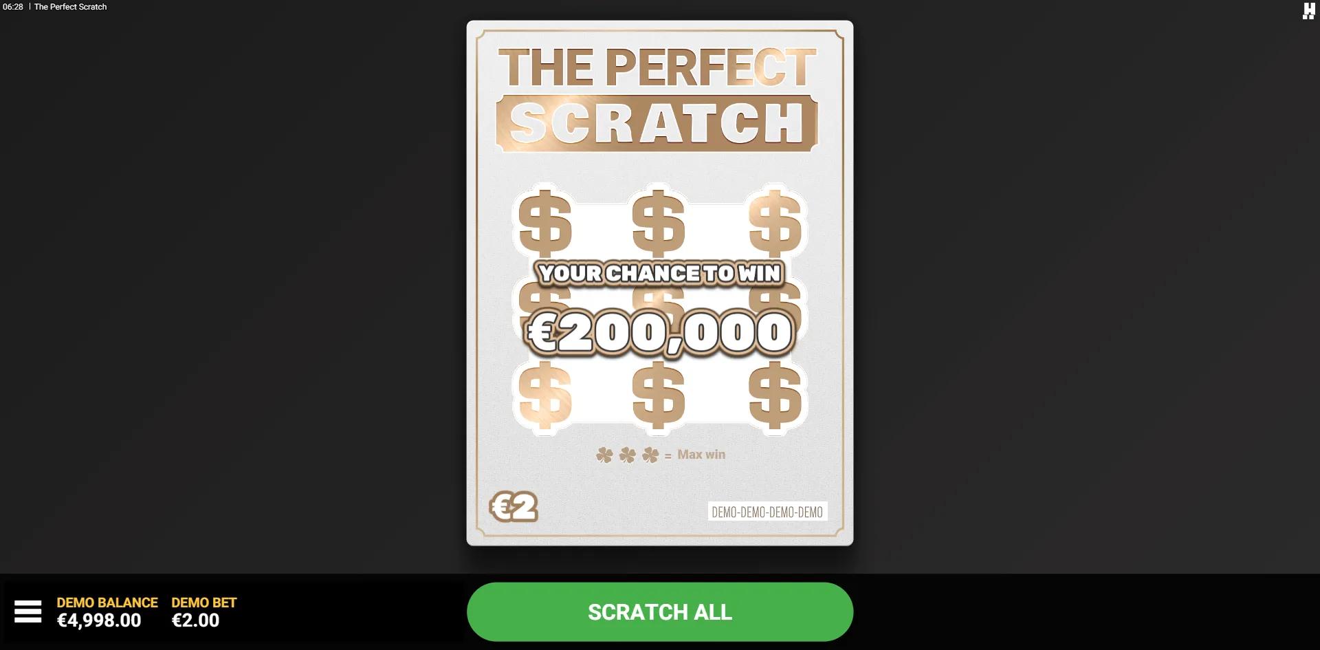 The Perfect Scratch slot gameplay screenshot