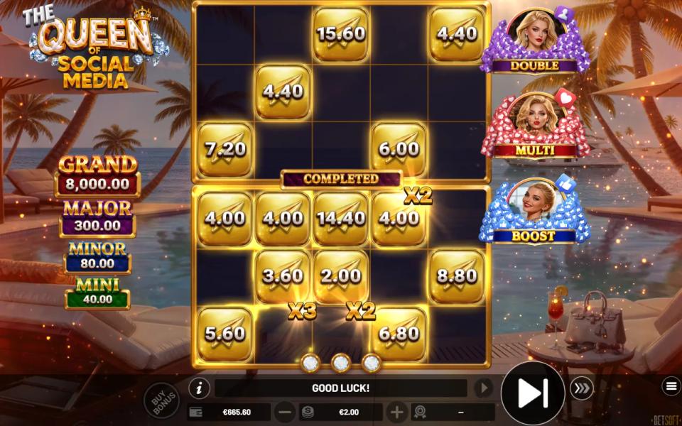 The Queen of Social Media Hold and Win split across two boards after the Double pot fired