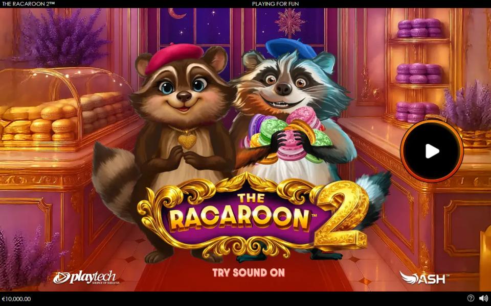 The Racaroon 2 title card with two raccoons in a patisserie