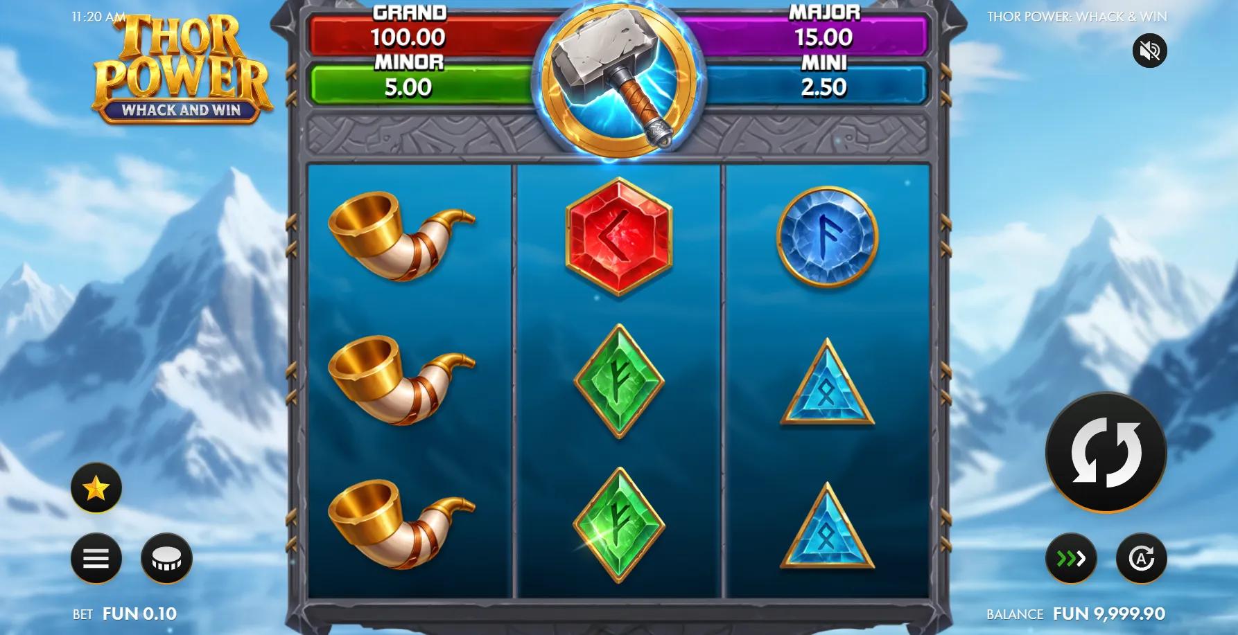 Thor Power: Whack and Win slot gameplay screenshot