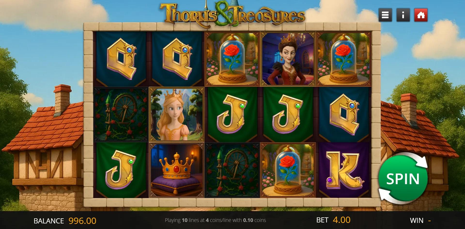 Thorns & Treasures slot gameplay screenshot
