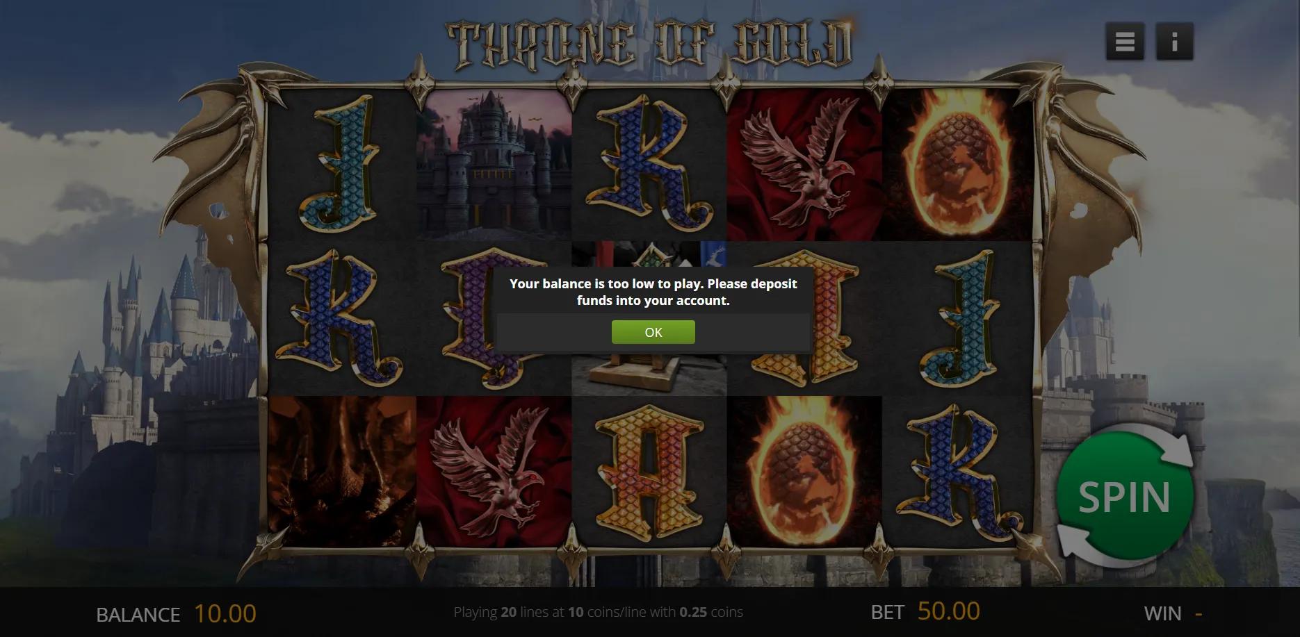 Throne Of Gold slot gameplay screenshot