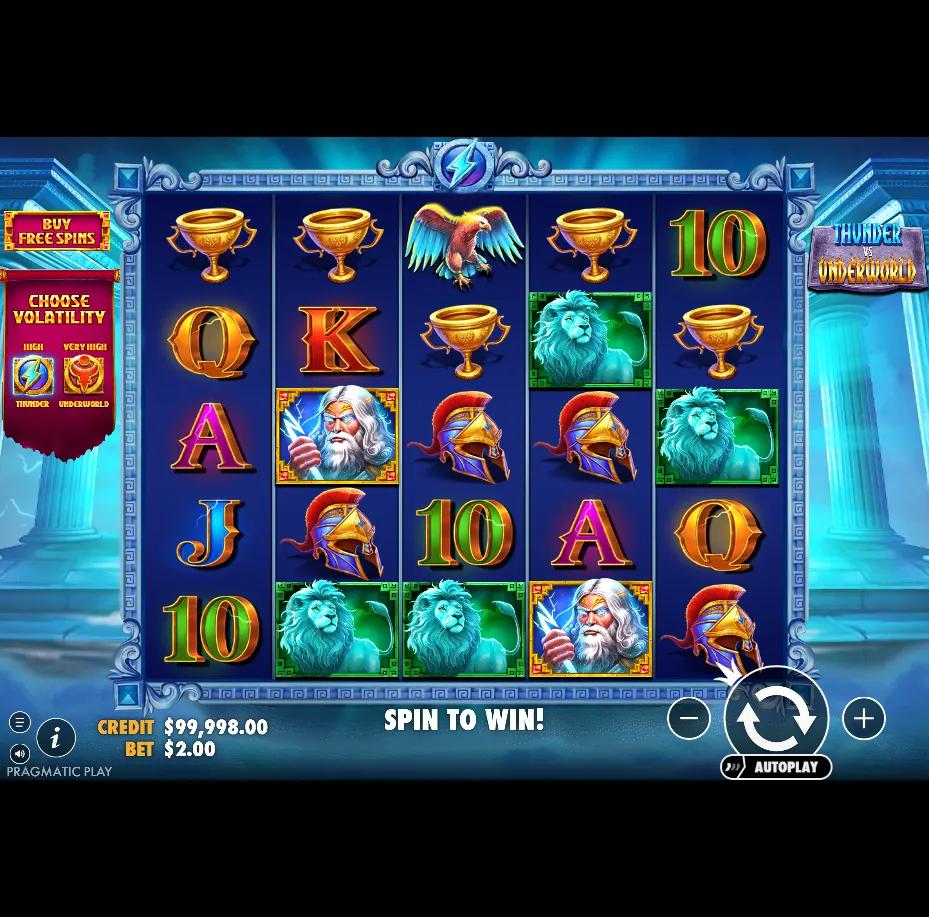 Gods slot Thunder vs Underworld from Pragmatic Play during gameplay