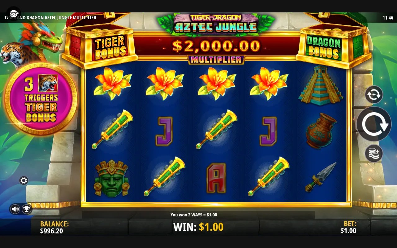 Tiger and Dragon Aztec Jungle Multiplier - screenshot 1