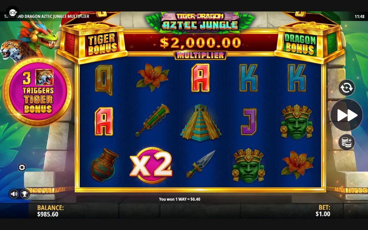 Tiger and Dragon Aztec Jungle Multiplier - screenshot 2