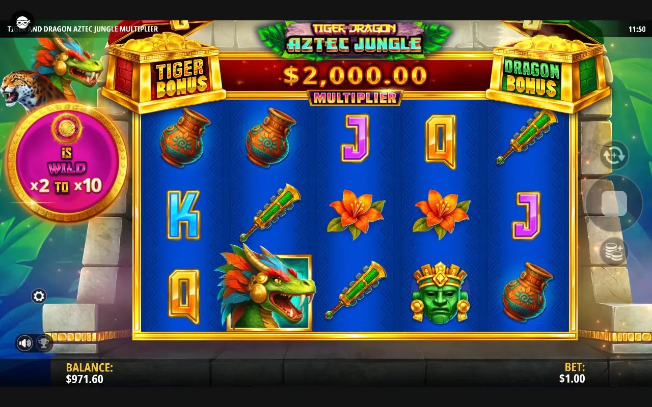 Tiger and Dragon Aztec Jungle Multiplier - screenshot 3