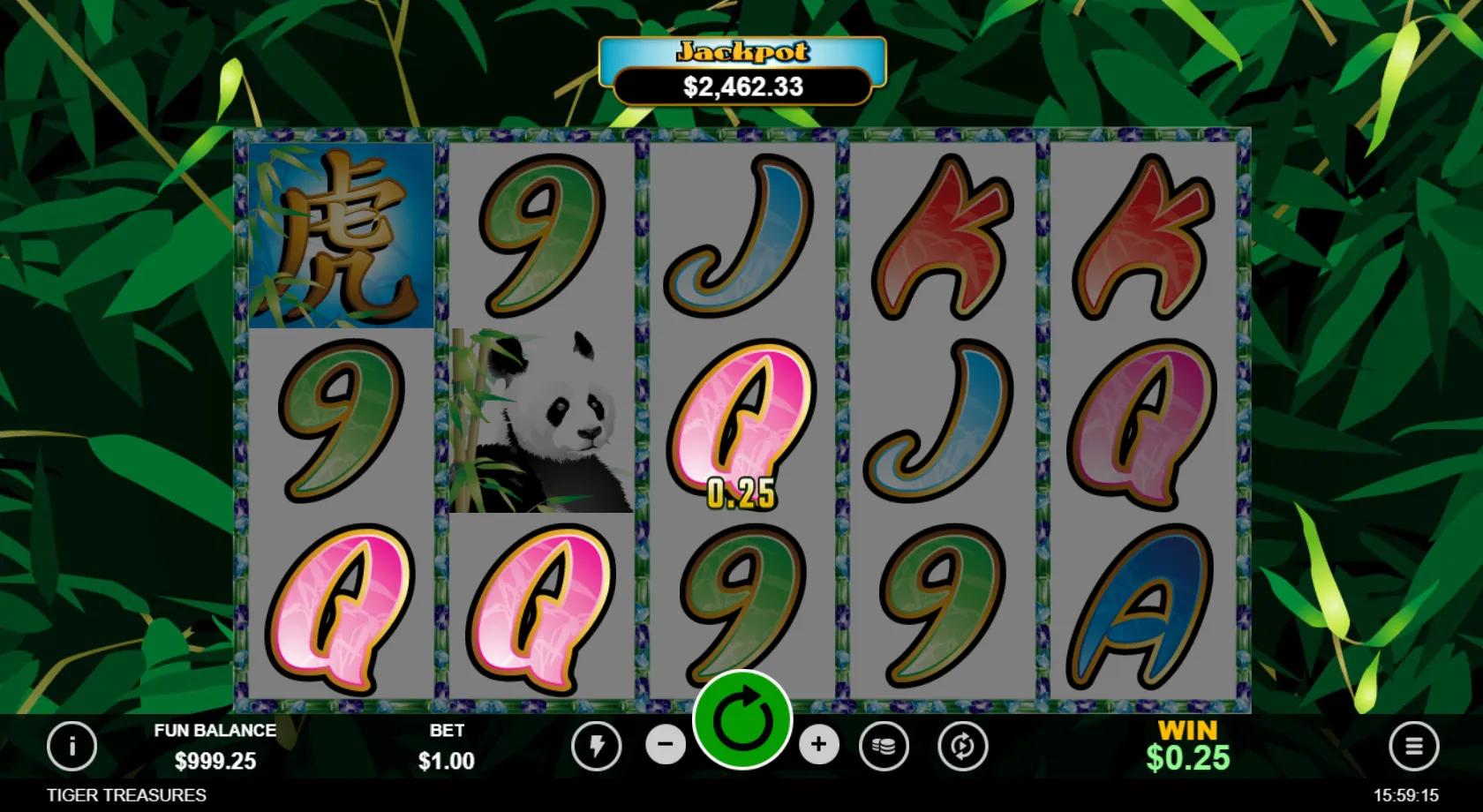 Tiger Treasures slot gameplay screenshot