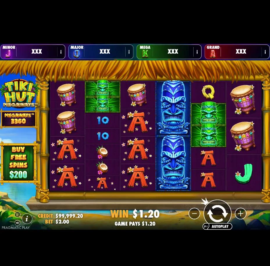 Tiki Hut Megaways Jackpot Play - Buy Bonus active on Pragmatic Play's Tiki slot