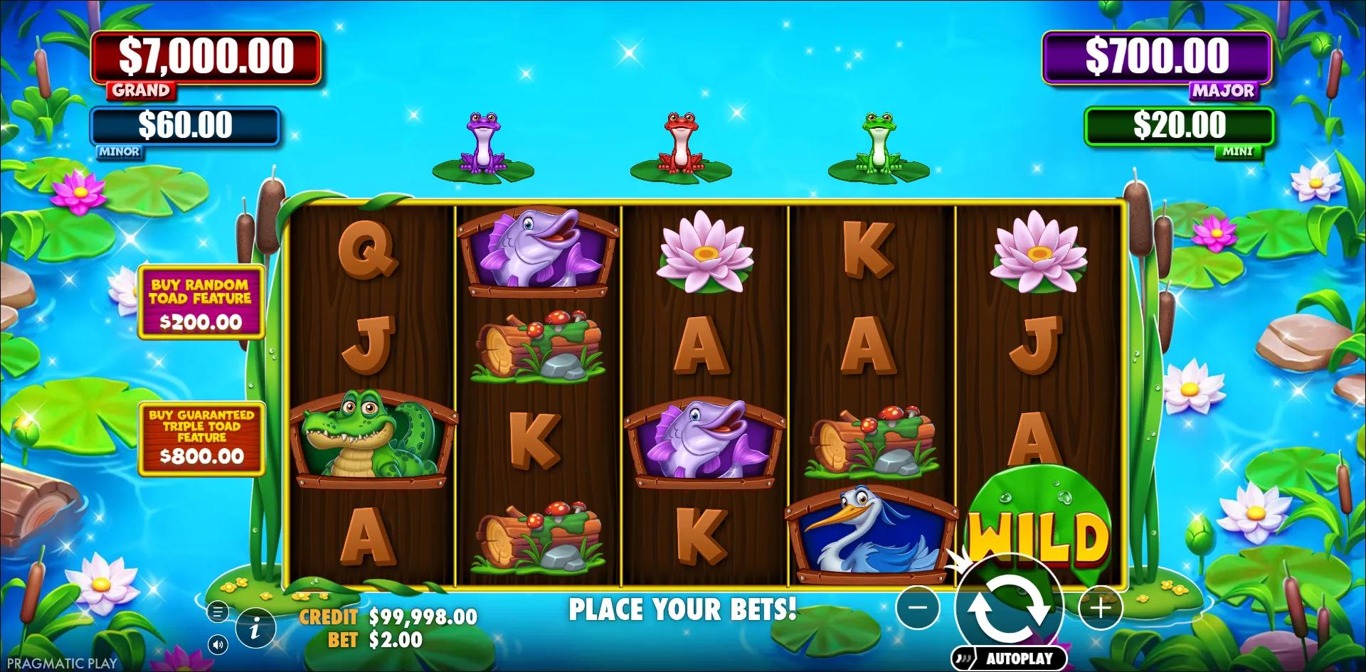 Tiny Toads slot gameplay screenshot