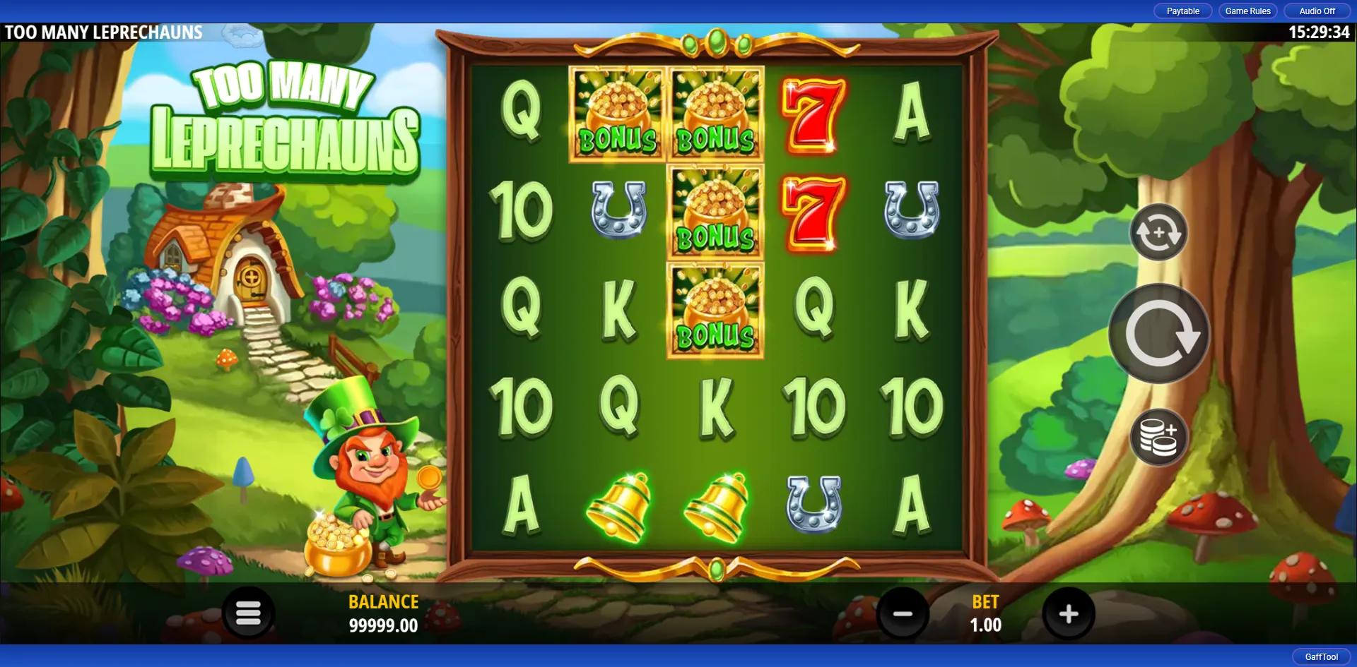 Too Many Leprechauns slot gameplay screenshot