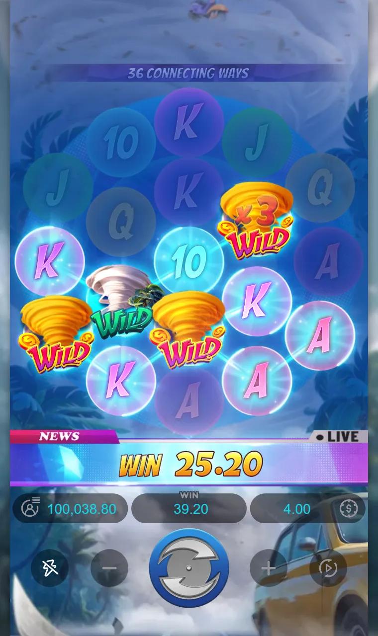 Tornado Rampage respin win through a golden wild carrying an x3 multiplier
