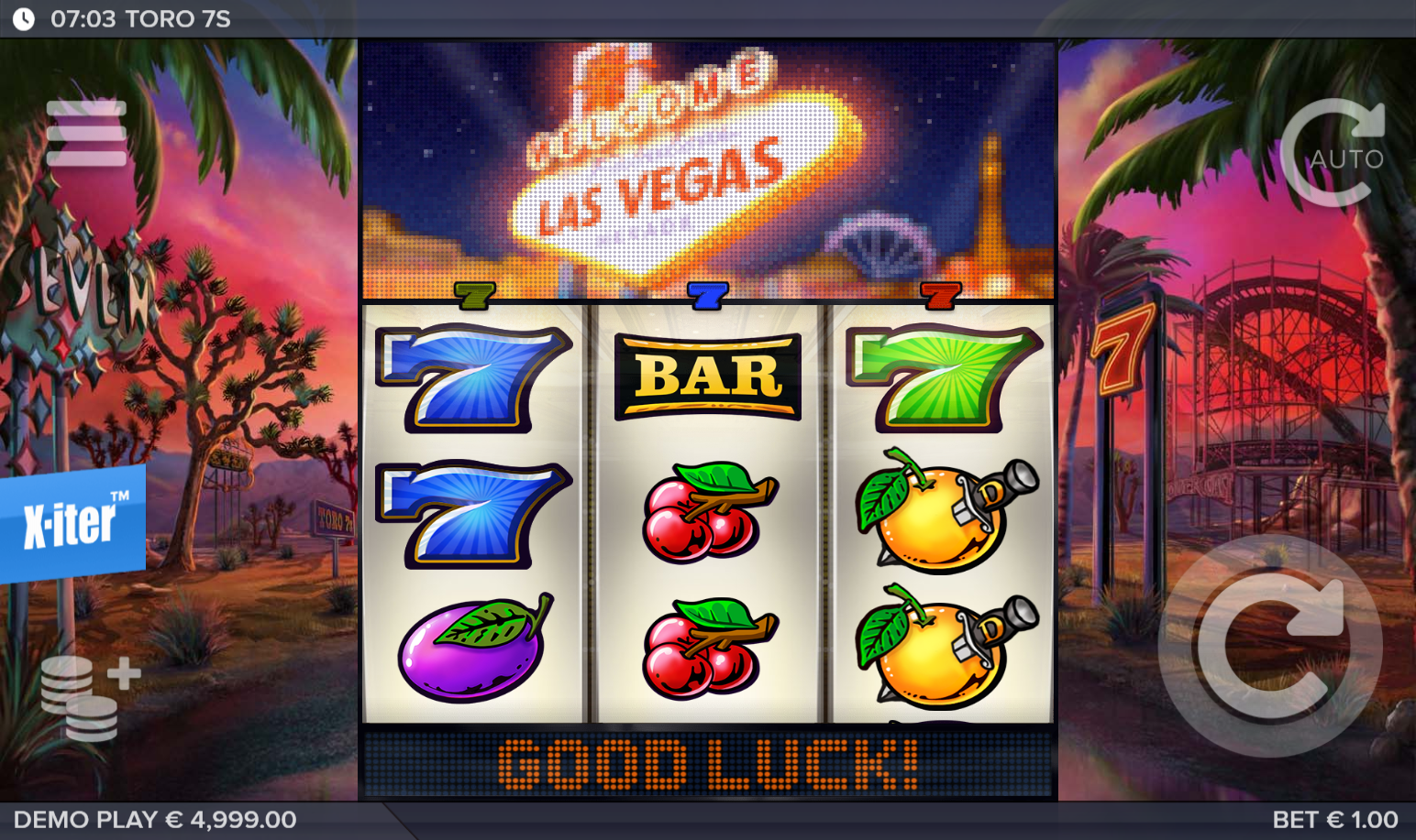 Toro 7s slot gameplay screenshot