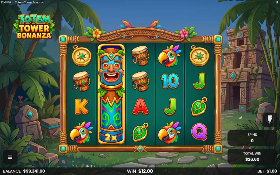 Wild Totem Bonanza final free spin with a sticky 2x Wild Totem Reel held on reel 2