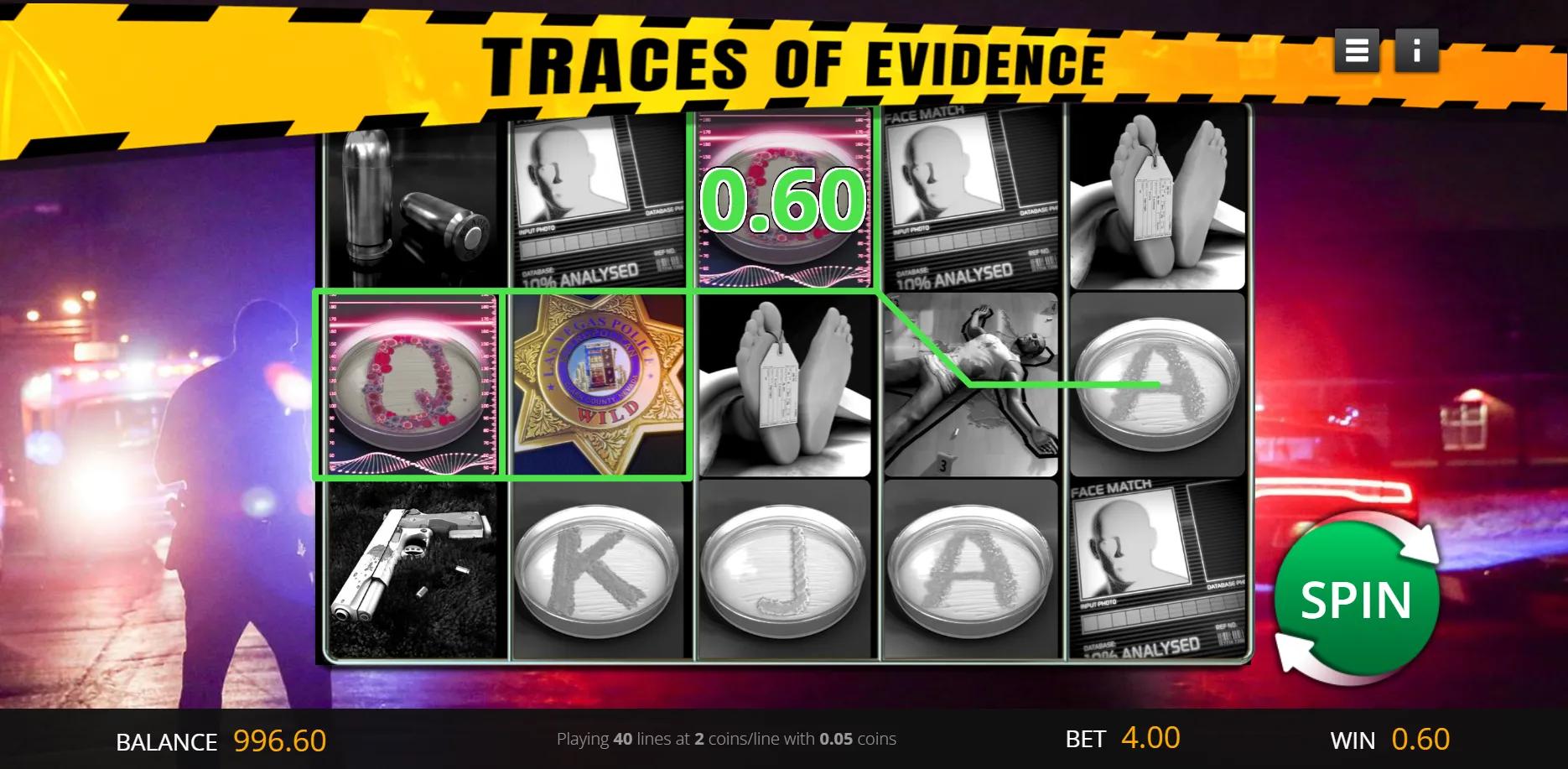 Traces Of Evidence slot gameplay screenshot