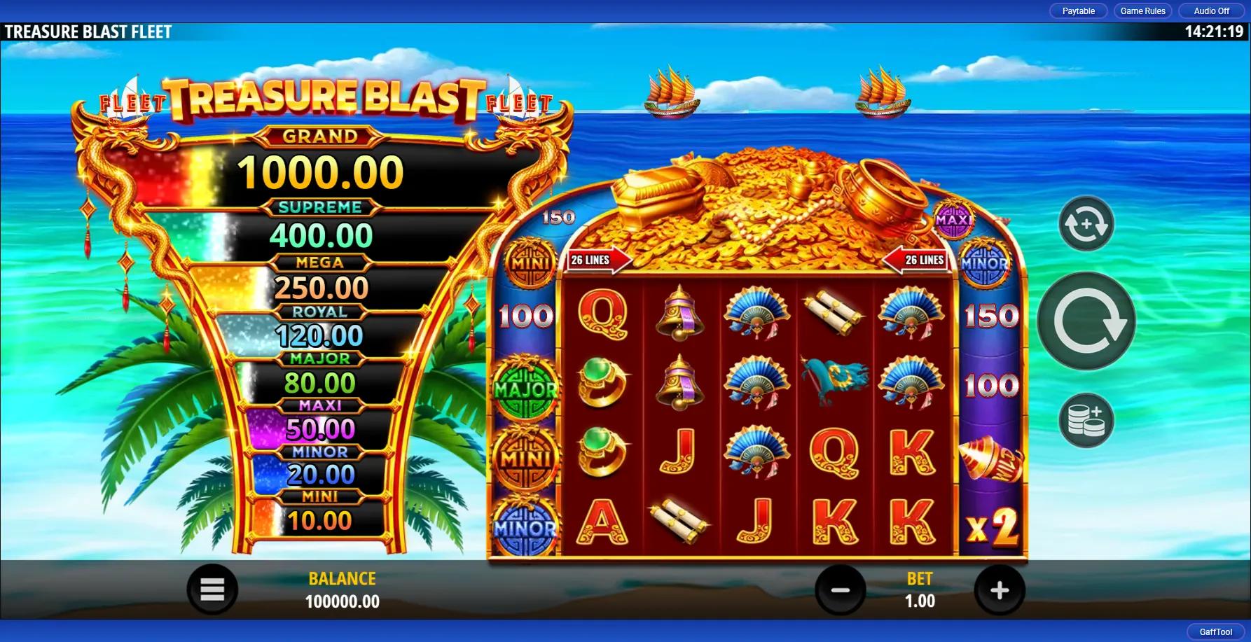 Treasure Blast Fleet slot gameplay screenshot