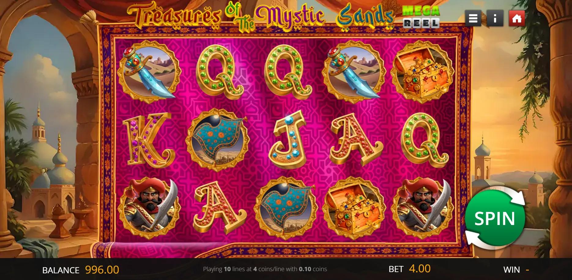 Treasures of the Mystic Sands slot gameplay screenshot