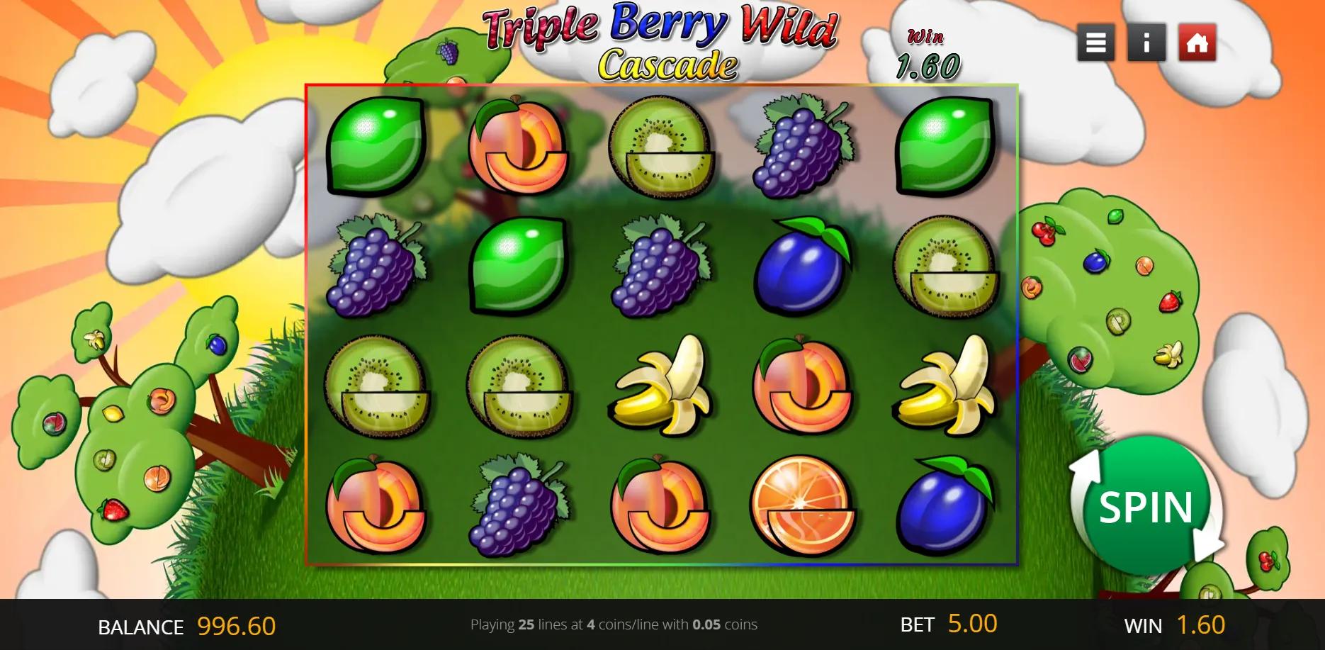 Triple Berry Wild Cascade slot gameplay screenshot
