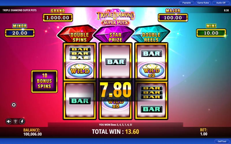 Triple Diamond Super Pots gameplay screenshot