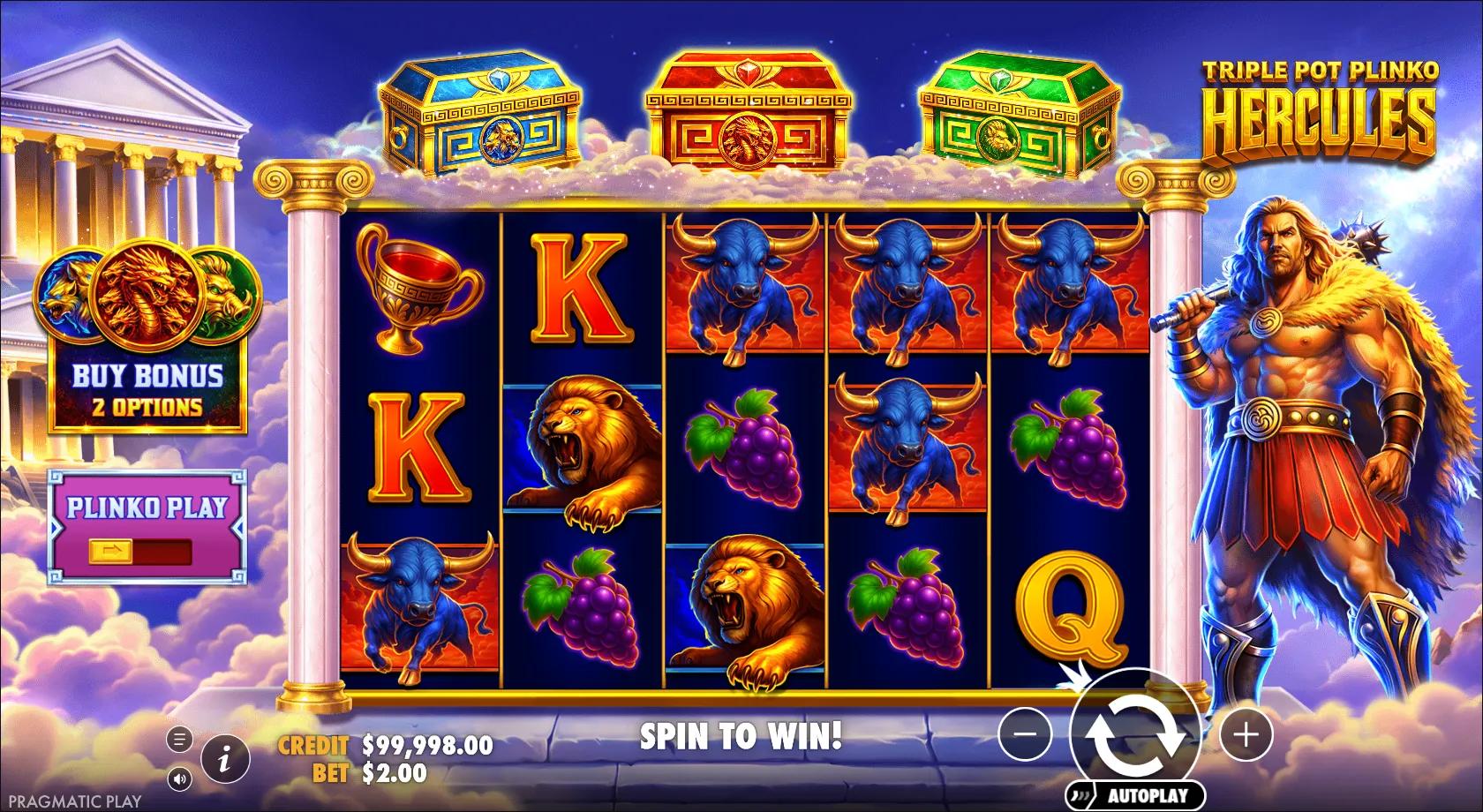 Triple Pot Plinko - Hercules slot gameplay screenshot