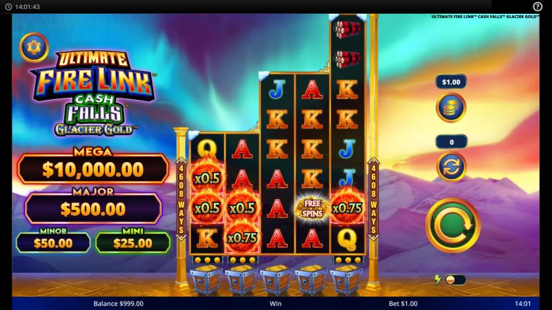 Ultimate Fire Link Cash Falls Glacier Gold gameplay screenshot