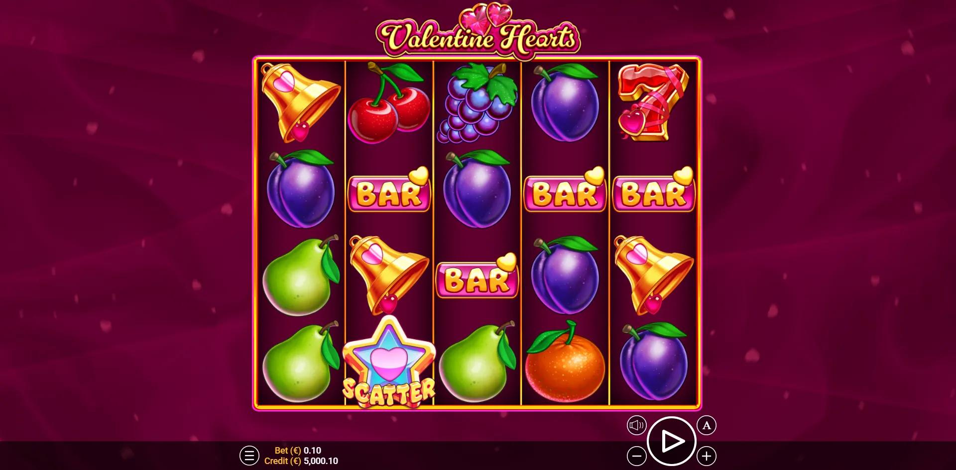 Zeusplay's Valentine Hearts slot - Classic theme, medium volatility action