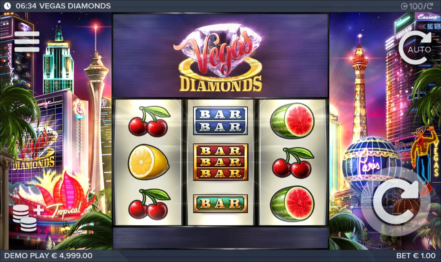 Vegas Diamonds slot gameplay screenshot