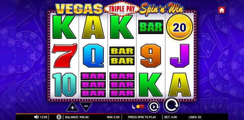 Vegas Triple Pay Spin 'N' Win gameplay screenshot